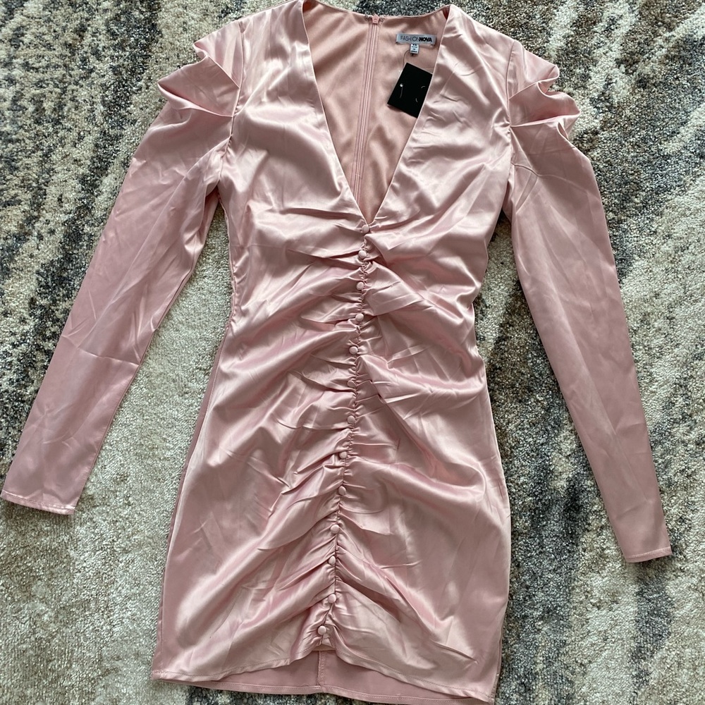 Barbie Silk pink dress Deep v neck